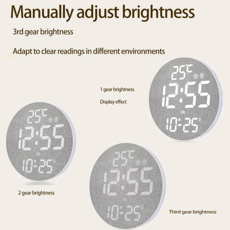 11.6-Inch White Light Wall Clock With Remote Control Multi-Functional Alarm Clock Bamboo+Cloth by bashfashion