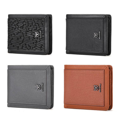 BULL CAPTAIN 07 RFID Anti-theft Top-layer Cowhide Multiple Card Slots Wallet(Black Cross Print) by BULL CAPTAIN