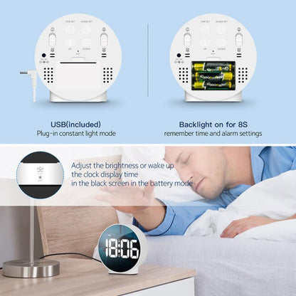 EDUP EH-8816 Simple Digital Electronic Clock Night Light Battery Plug-in Dual Power Mode Alarm Clock(White Case White Letter) by EDUP