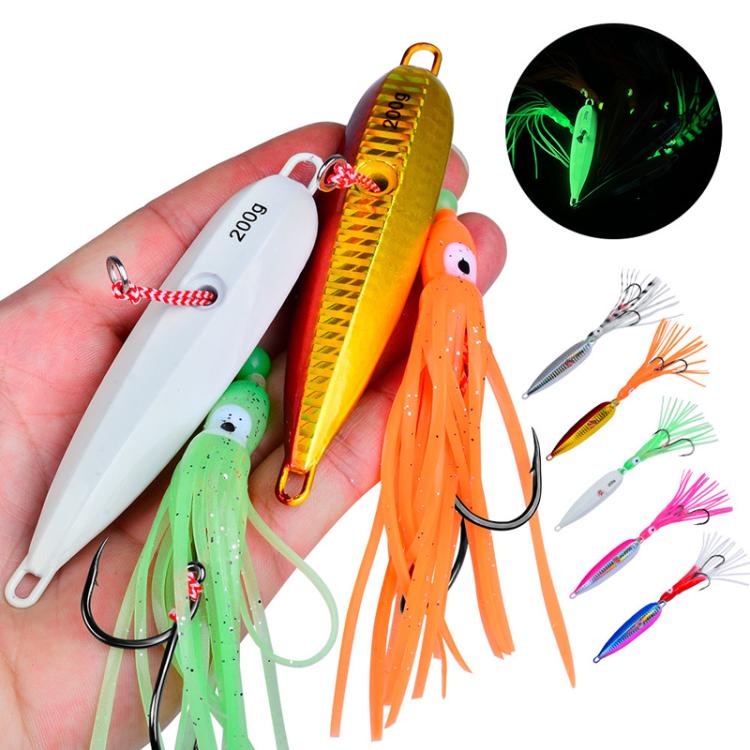 80G PROBEROS LF159 Luminous Bearded Squid Hook Slow Cranking Road Runner Iron Plate Bionic False Bait(E) by PROBEROS