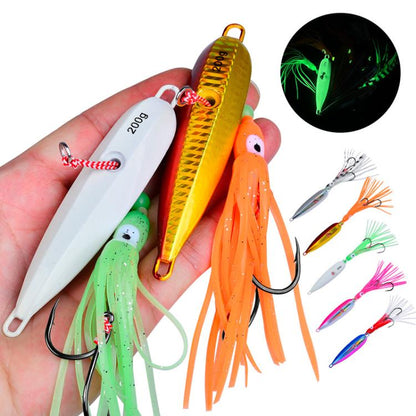 60G PROBEROS LF159 Luminous Bearded Squid Hook Slow Cranking Road Runner Iron Plate Bionic False Bait(D) by PROBEROS