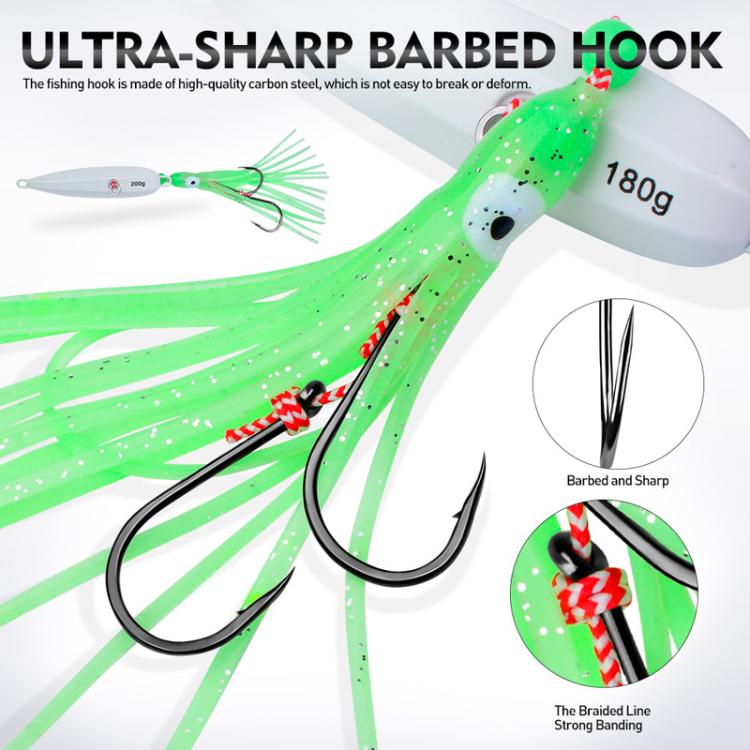 100G PROBEROS LF159 Luminous Bearded Squid Hook Slow Cranking Road Runner Iron Plate Bionic False Bait(C) by PROBEROS