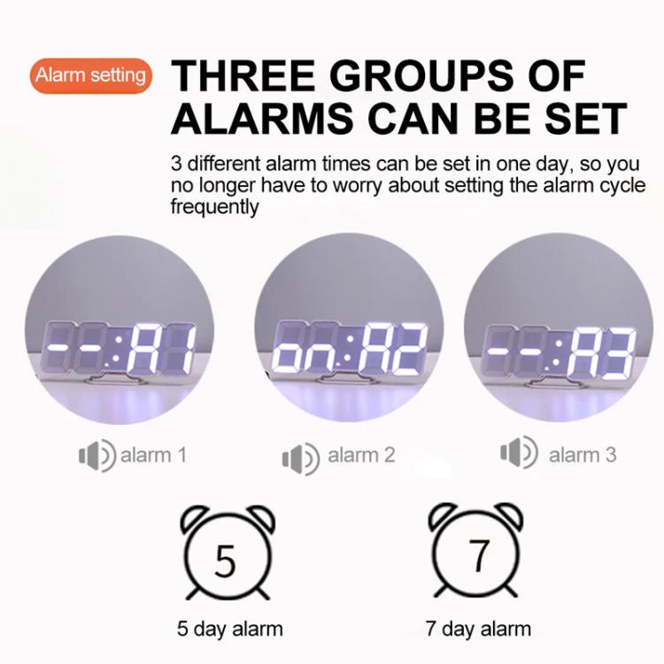 RGB Color Changing 3D Digital Clock With Voice Control, Adjustable Brightness, Temperature Display & Remote, Spec: Ordinary White by bashfashion