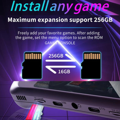 H36S 3.5 Inch IPS HD Screen Retro PSP Game Console Linux System GBA Handheld Video Game Console, Memory: 128G(Black) by bashfashion