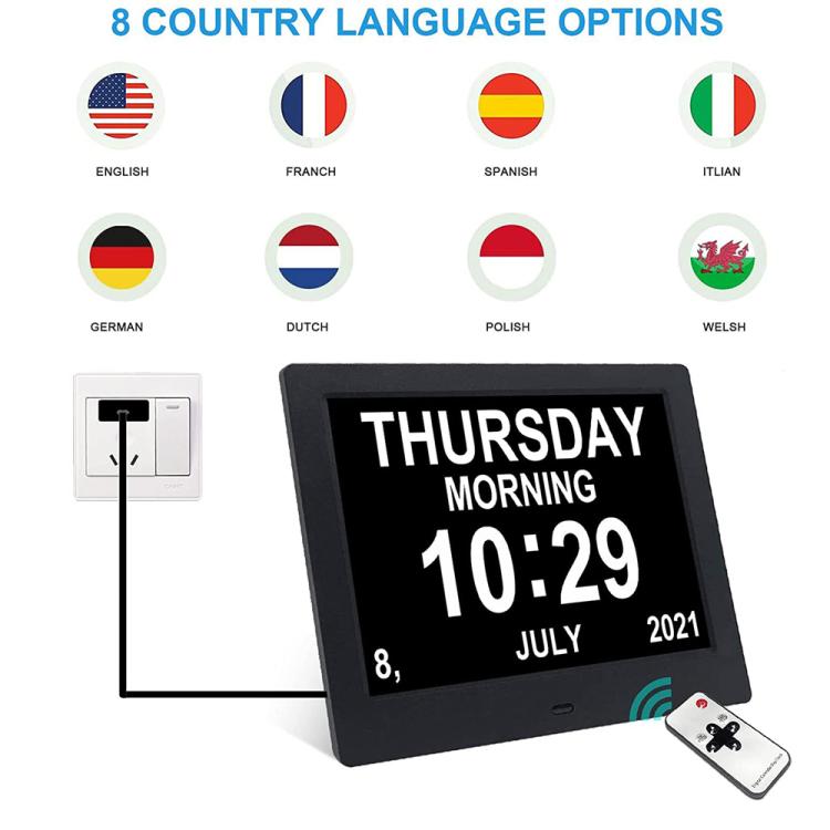 10-Inch Digital Clock With Voice Time Announcement, Auto DST Adjustment, 20 Custom Alarms, 8 Medication Reminders UK Plug White by bashfashion