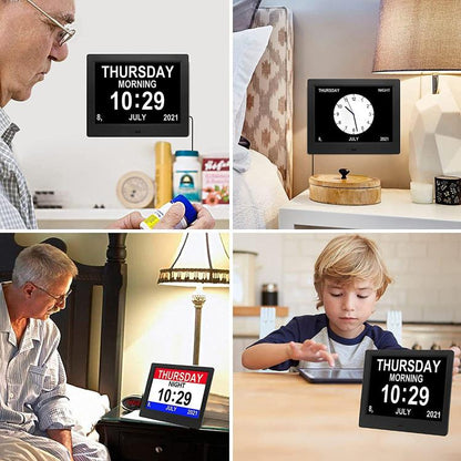 10-Inch Digital Clock With Voice Time Announcement, Auto DST Adjustment, 20 Custom Alarms, 8 Medication Reminders UK Plug White by bashfashion